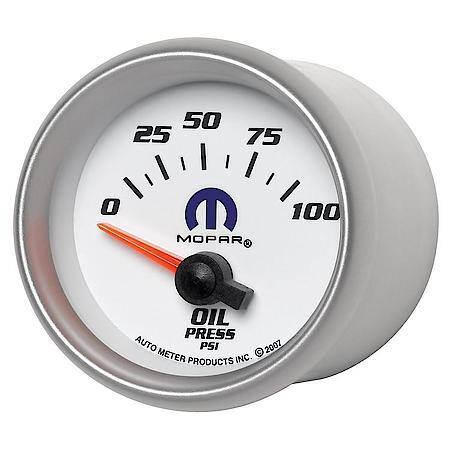 Gauge; Oil Pressure; 2 1/16"; 100 PSI; Electric; White; Mopar