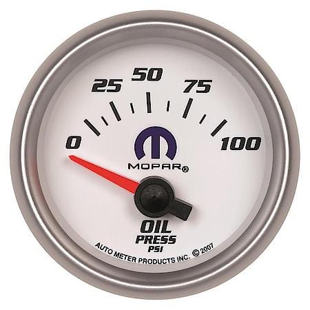 Gauge; Oil Pressure; 2 1/16"; 100 PSI; Electric; White; Mopar