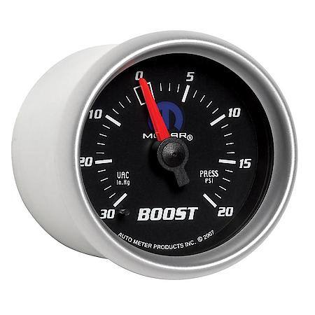 Gauge; Vac/Boost; 2 1/16"; 30Inhg-20 PSI; Mechanical; Black; Mopar