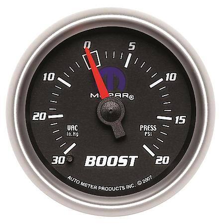 Gauge; Vac/Boost; 2 1/16"; 30Inhg-20 PSI; Mechanical; Black; Mopar