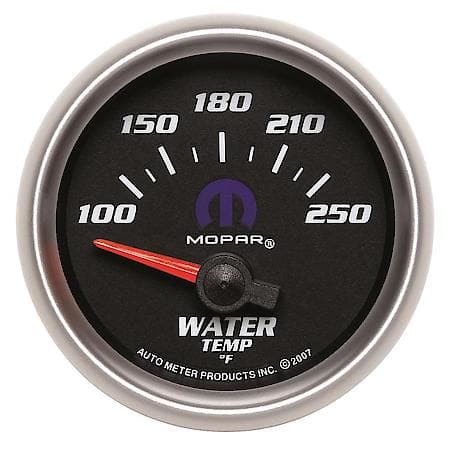 Gauge; Water Temperature; 2 1/16"; 100-250 Deg. F; Electric; Black; Mopar