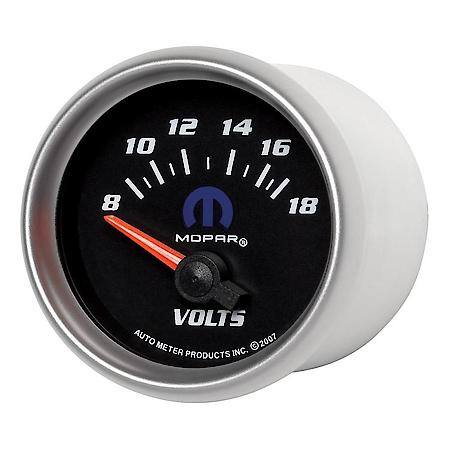 Gauge; Voltmeter; 2 1/16"; 18V; Electric; Black; Mopar