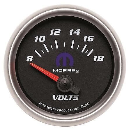 Gauge; Voltmeter; 2 1/16"; 18V; Electric; Black; Mopar