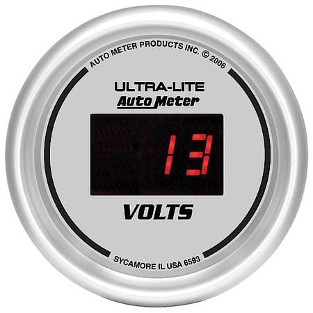 Gauge; Voltmeter; 2 1/16"; 18V; Digital; Silver Dial With Red LED