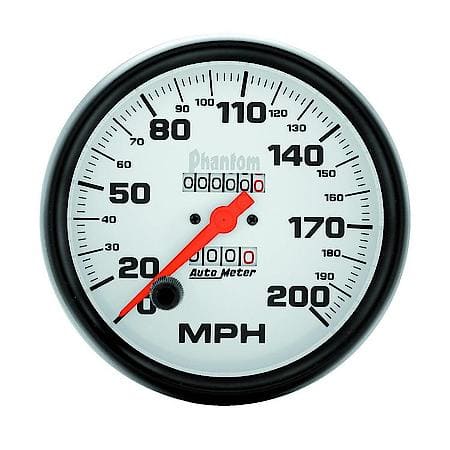 Gauge; Speedometer; 5"; 200MPH; Mechanical; Phantom