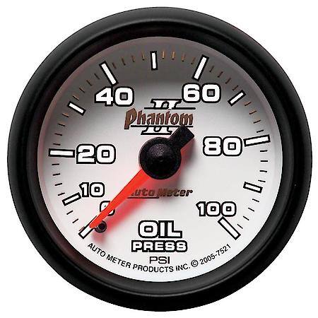 Gauge; Oil Pressure; 2 1/16"; 100 PSI; Mechanical; Phantom II