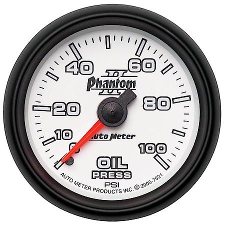 Gauge; Oil Pressure; 2 1/16"; 100 PSI; Mechanical; Phantom II