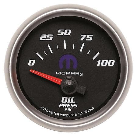 Gauge; Oil Pressure; 2 1/16"; 100 PSI; Electric; Black; Mopar