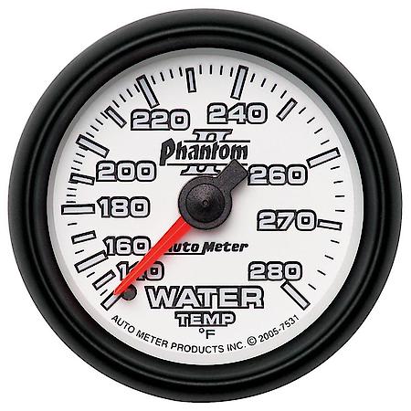 Gauge; Water Temperature; 2 1/16"; 140-280 Deg. F; Mechanical; Phantom II