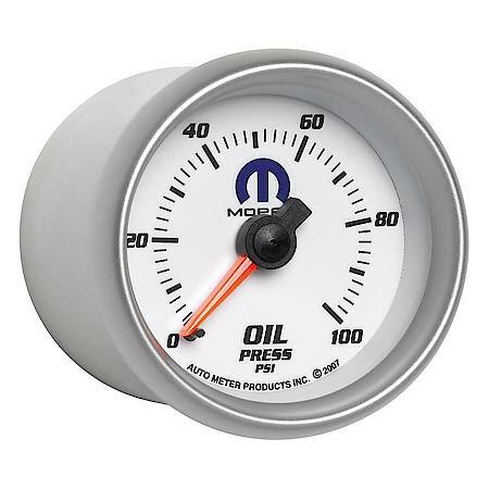 Gauge; Oil Pressure; 2 1/16"; 100 PSI; Mechanical; White; Mopar