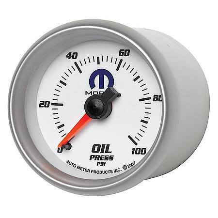 Gauge; Oil Pressure; 2 1/16"; 100 PSI; Mechanical; White; Mopar