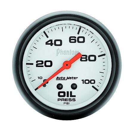 Gauge; Oil Pressure; 2 5/8"; 100 PSI; Mechanical; Phantom