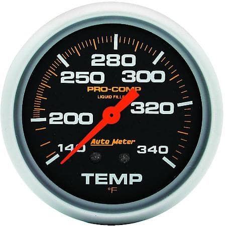 Gauge; Temperature; 2 5/8"; 140-280 Deg. F; Liquid Filled Mechanical; 8Ft.; Pro-Comp