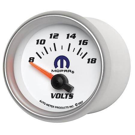 Gauge; Voltmeter; 2 1/16"; 18V; Electric; White; Mopar