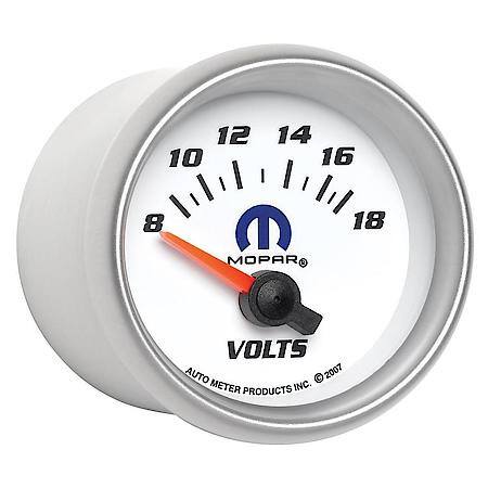 Gauge; Voltmeter; 2 1/16"; 18V; Electric; White; Mopar