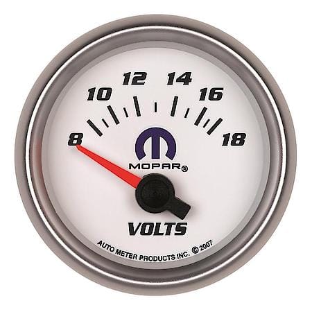 Gauge; Voltmeter; 2 1/16"; 18V; Electric; White; Mopar