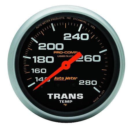 Gauge; Trans Temperature; 2 5/8"; 140-280 Deg. F; Liquid Filled Mechanical; 8Ft.; Pro-Comp