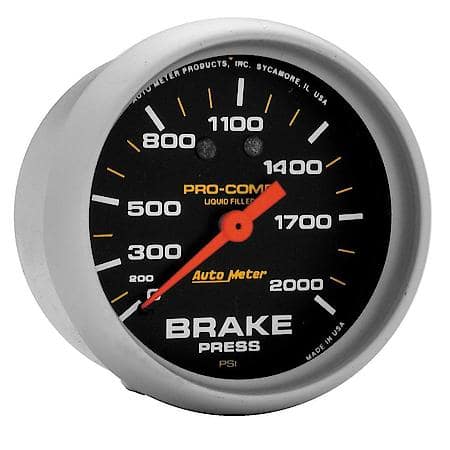 Gauge; Brake Press; 2 5/8"; 2000 PSI; Liquid Filled Mechanical; Pro-Comp