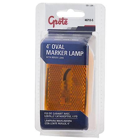 Single-Bulb Oval Clearance Marker Light, Built-in Reflector, Yellow