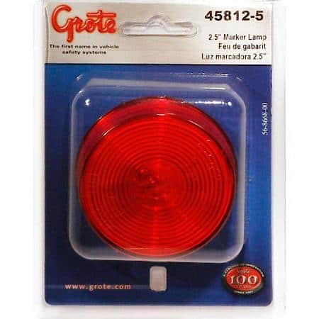 Round Clearance Marker Light, 2-1/2", Optic Lens, Red