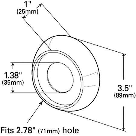 Angled Beveled Edge Mounting Grommet - 45 Degree, Open