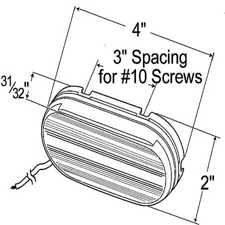 Two-Bulb Oval Pigtail-Type Clearance Marker Light, Optic Lens, Yellow