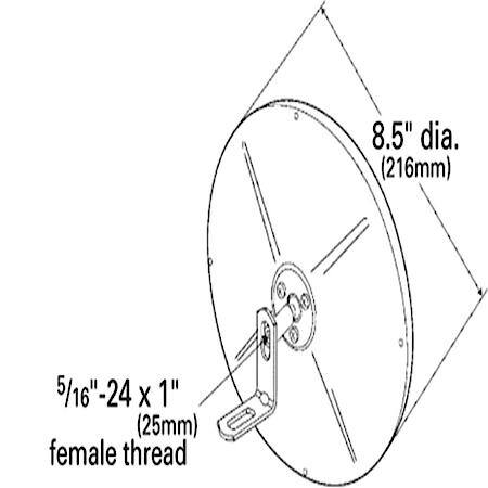 Convex Mirror with Center Mount Ball Stud, 8-1/2", Stainless Steel