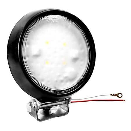 LED White Light 4" Dome Light, Flood, Hardwired, Rubber Housing, 12V, Black