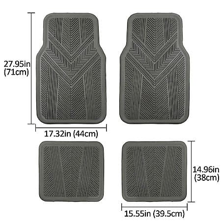 Car and SUV Floor Mat, Grey Rubber, All-Season, Universal, 4 Piece