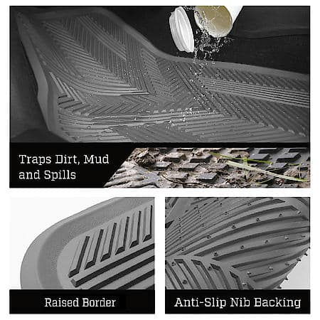 Car and SUV Floor Mat, Grey Rubber, All-Season, Universal, 4 Piece