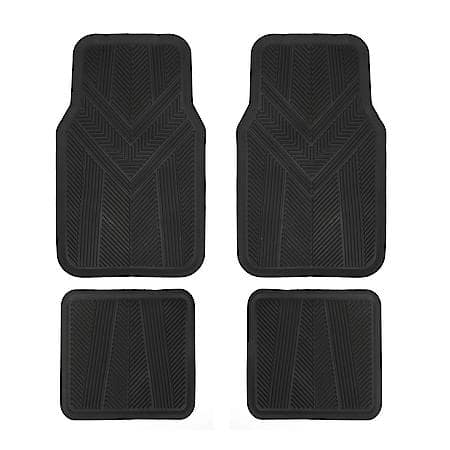 Car and SUV Floor Mat, Black Rubber, All-Season, Universal, 4 Piece
