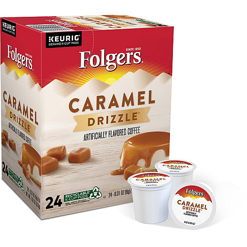 Folgers Folger K-Cup Buttery Caramel Coffee Compatible with Keurig K-Cup Brewer, Medium, 24 K-Cup, K-Cup, Buttery Caramel, Caramel, Arabica, Kosher, 24 / Box