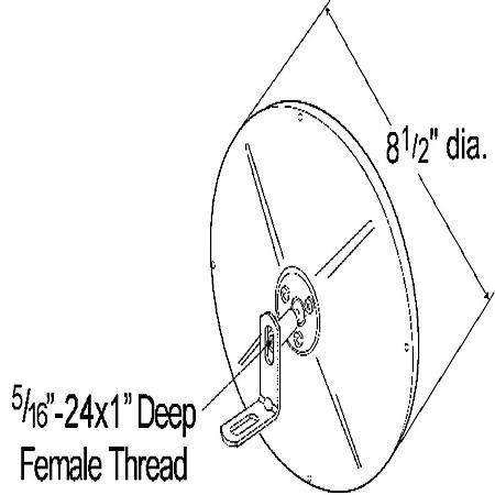 Convex Mirror with Center Mount Ball Stud, 8-1/2", Black