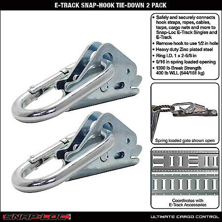 E-Track Snap-Hook Carabiner Tie-Down for Hook-Straps, Rope, Cable, 2-Pack