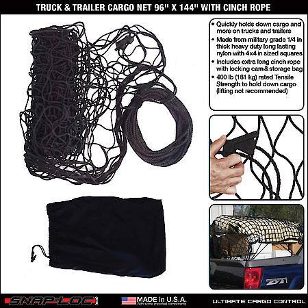 Truck Trailer Cargo Net 96 x 144 Inch with Cinch Rope