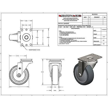 300 lb Caster 4 Inch General Purpose Thermoplastic Swivel
