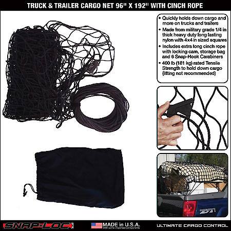 Truck Trailer Cargo Net 96 x 192 Inch with a Cinch Rope