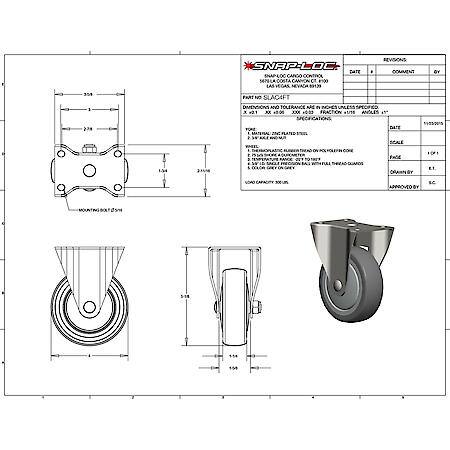 300 lb Caster 4 Inch General Purpose Thermoplastic Rigid