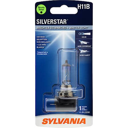 H11B SilverStar: Halogen Headlight Bulb, Brighter Downroad and Whiter Light, 1 Pack