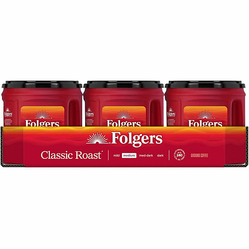 Folgers® Ground Classic Roast Coffee Medium, 25.9 oz Per Canister, Ground, Classic Roast, 6/Carton