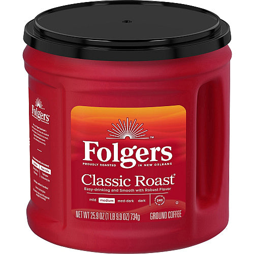 Folgers® Ground Classic Roast Coffee Medium, 25.9 oz Per Canister, Ground, Classic Roast, 1 Each