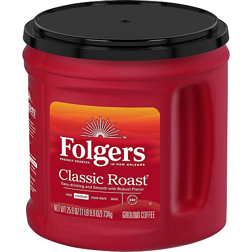 Folgers® Ground Classic Roast Coffee Medium, 25.9 oz Per Canister, Ground, Classic Roast, 1 Each