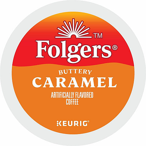 Folgers Folger K-Cup Buttery Caramel Coffee Compatible with Keurig K-Cup Brewer, Medium, 24 K-Cup, K-Cup, Buttery Caramel, Caramel, Arabica, Kosher, 24 / Box