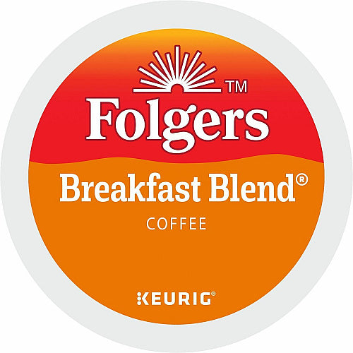 Folgers® K-Cup Breakfast Blend Coffee Compatible with Keurig Brewer, Light/Mild, 0.2 oz Per Box, 24 K-Cup, K-Cup, Breakfast Blend, Kosher, 4/Carton