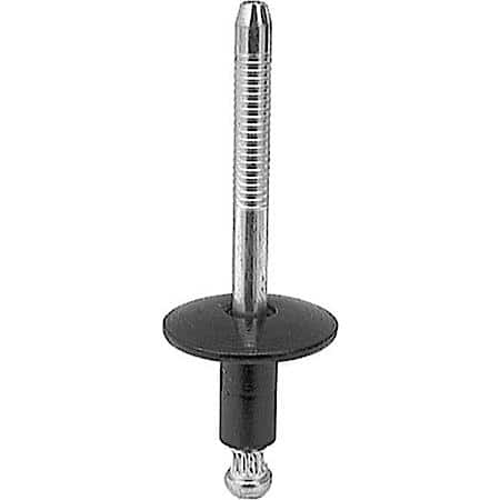 Black Steel Rivets, 1/4" Rivet Diameter, 1/8"-1/4" Grip Range, 3/4" Flange Diameter, Pack of 3