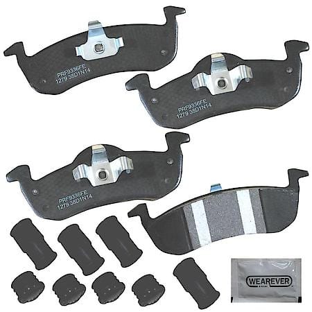 Rear Brake Pads: Semi-metallic, Hardware, Better Performance, Quiet, Low Dust - Rear