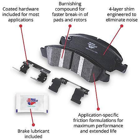 Rear Brake Pads: Semi-metallic, With Hardware, Quiet, Low Dust - Rear