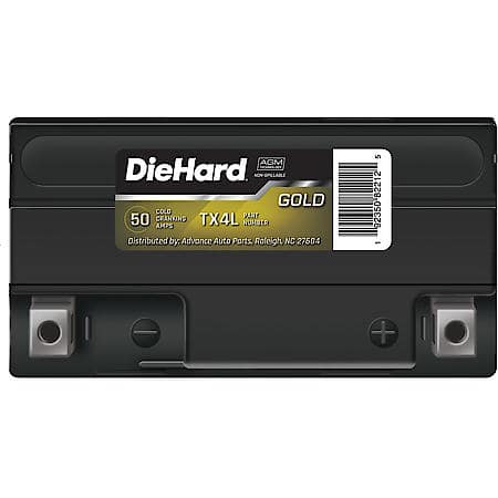 Battery: TX4L Group Size, 50 CCA, 3 Amp Hour Capacity