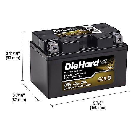 Battery: TZ10S Group Size, 190 CCA, 8 Amp Hour Capacity