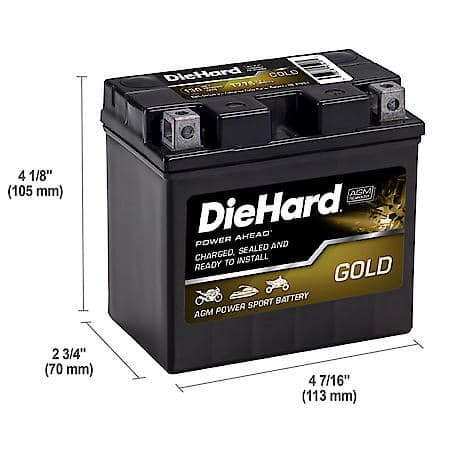Battery: TZ7S Group Size, 130 CCA, 6 Amp Hour Capacity